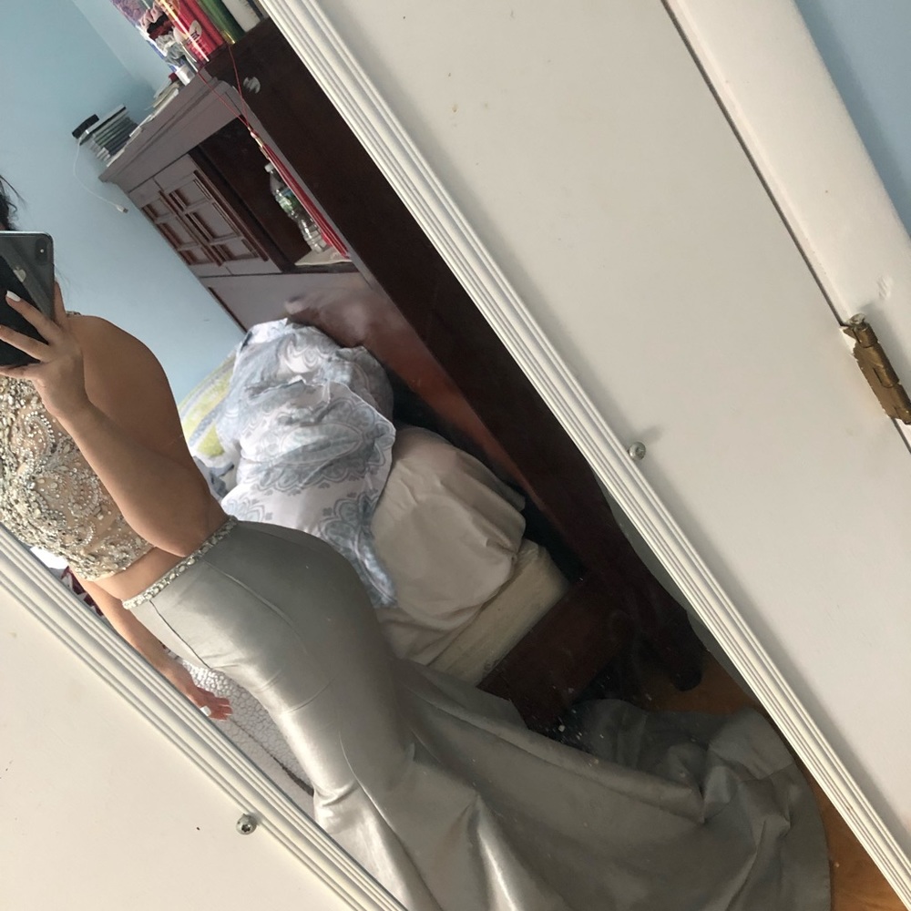 Gray/Silver Two Piece Prom Dress - Picture 2 of 6